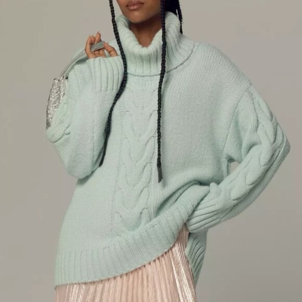 PILCRO | slouchy cable knit turtleneck sweater | size small